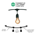 Outdoor String Light Set 48 Ft with 15 Nostalgic A19 Incandescent Bulbs and E26 Sockets